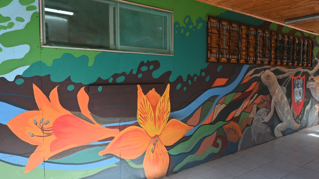 Increíble mural en la Escuela Hacienda de Alhué para concientizar sobre la fauna local del Cordón Cantillana