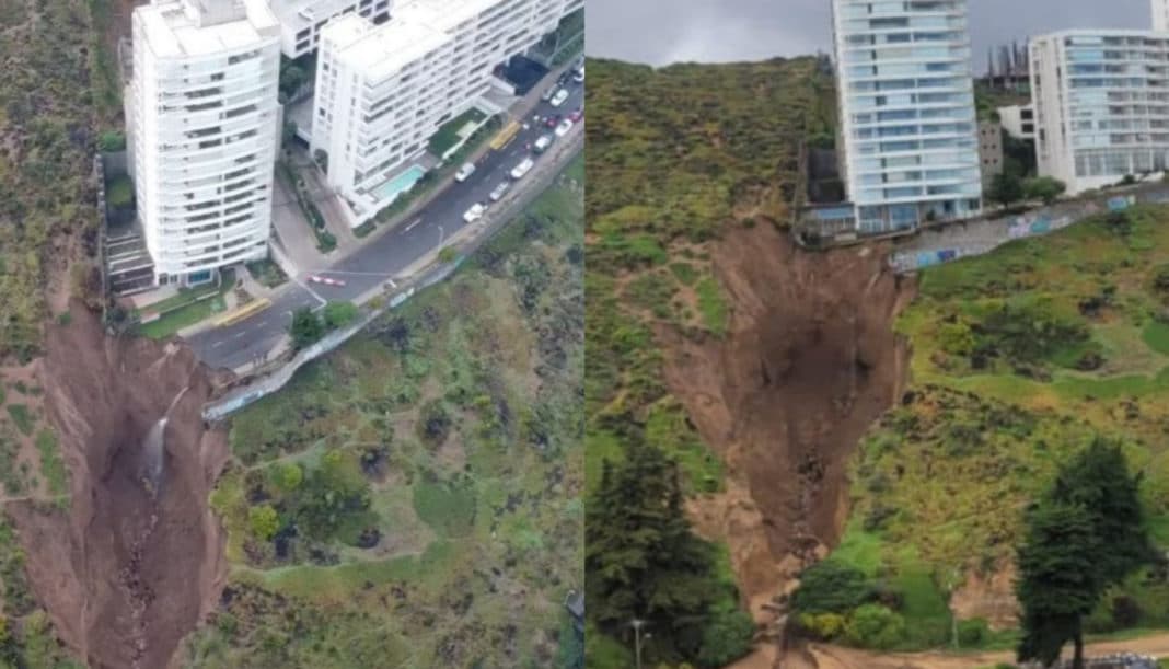 ¡Impactante! Socavón gigante obliga a evacuar un edificio en Reñaca