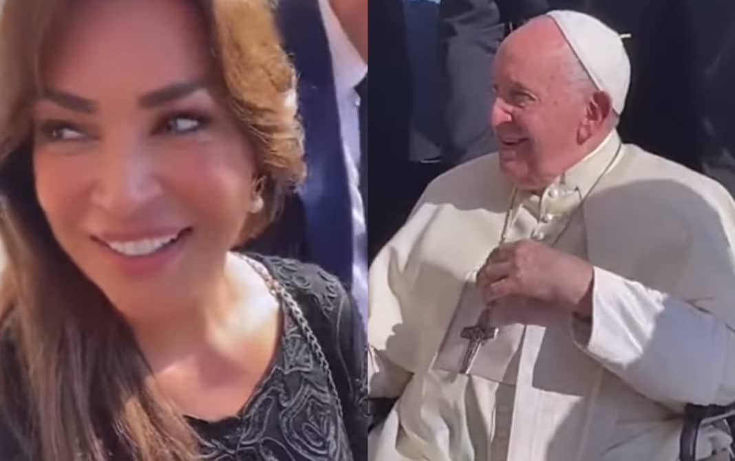 ¡Emotivo encuentro! Marlen Olivari saluda al Papa en medio de un evento empresarial