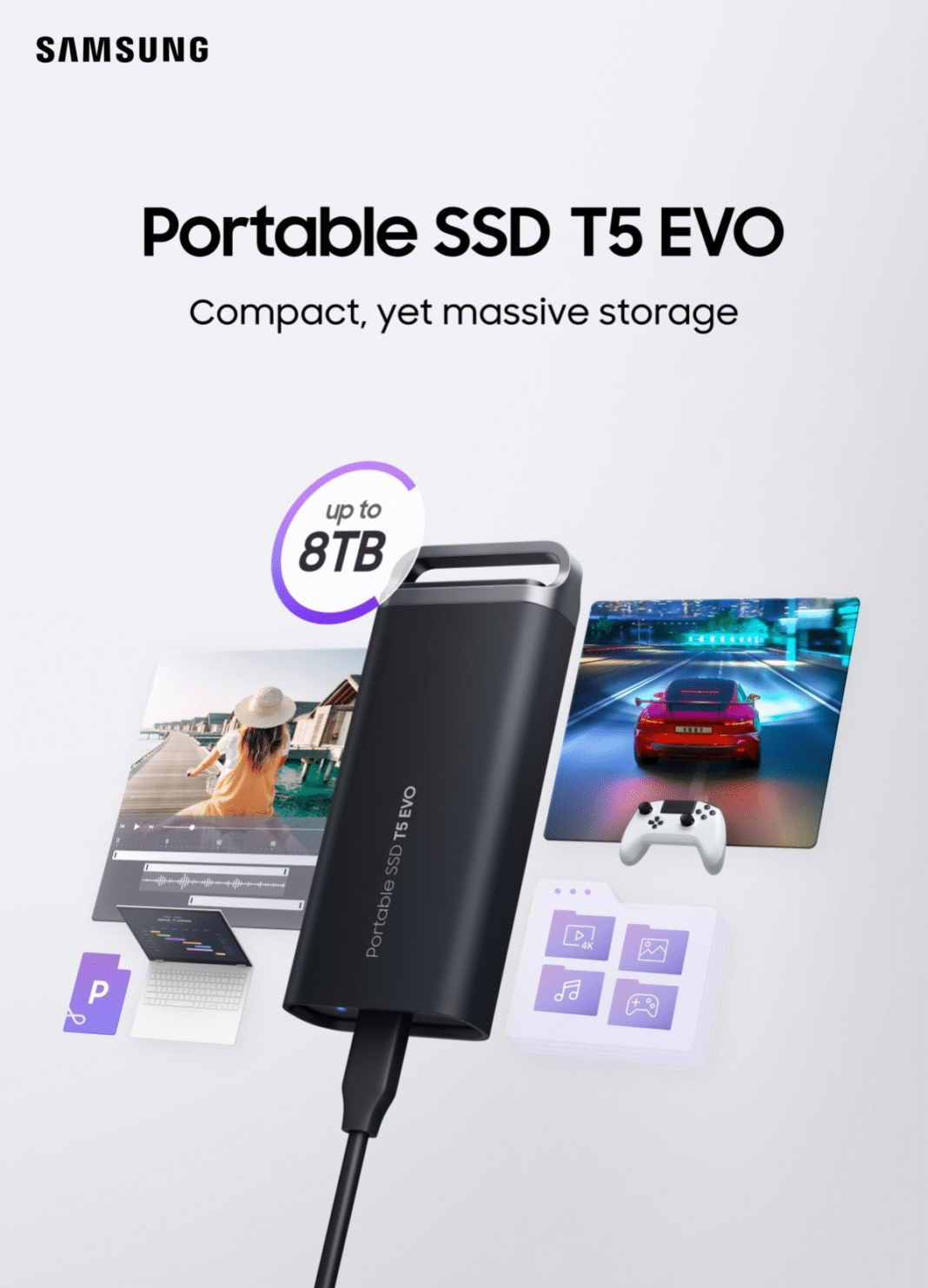 ¡Descubre el nuevo SSD T5 EVO de Samsung con capacidad de hasta 8TB!