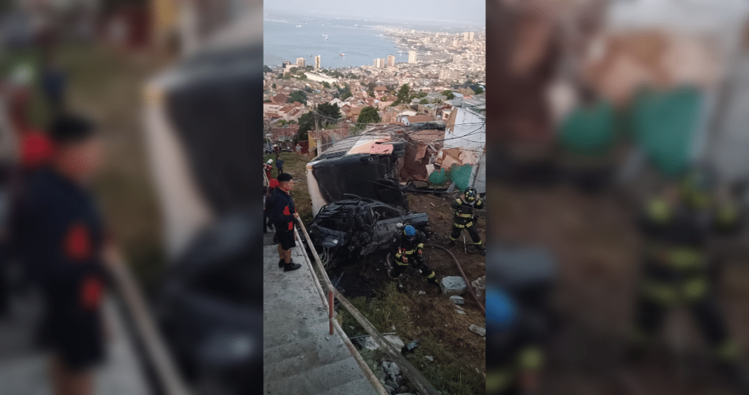 Impactante accidente en Cerro Cárcel de Valparaíso: microbús desbarranca y provoca incendio, dejando 15 heridos