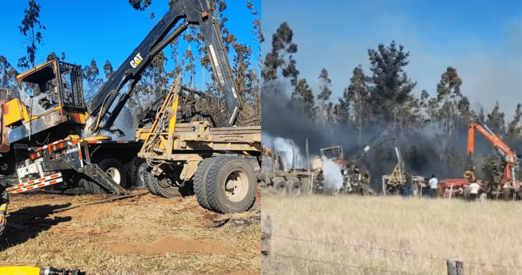 Impactante ataque incendiario en Nueva Imperial: 3 camiones destruidos a plena luz del día