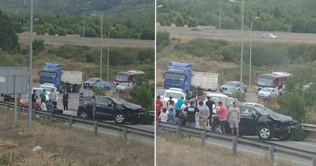 Impactante choque en la Ruta 160 deja 2 heridas y caos vehicular