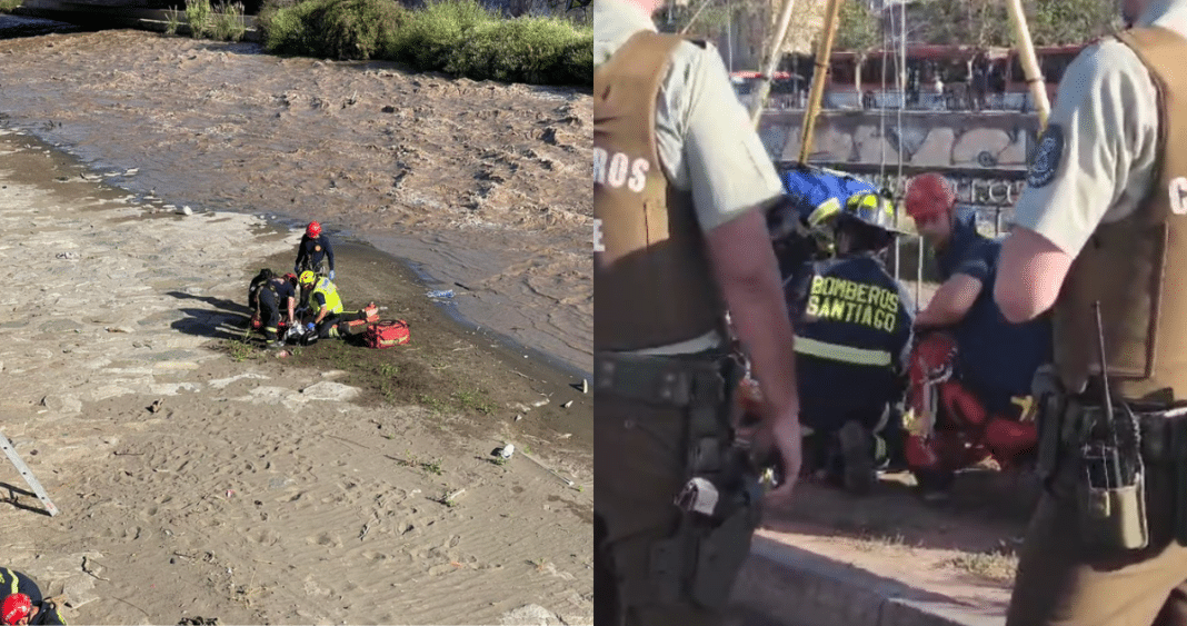 ¡Héroe sin hogar! Hombre se lanza al río Mapocho para salvar a una mujer y ambos son rescatados por Bomberos