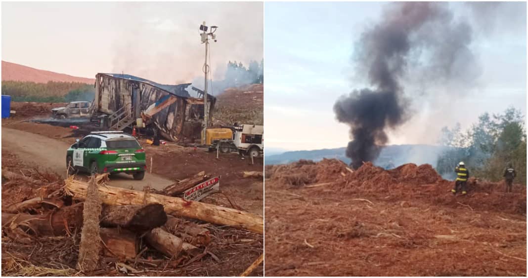 ¡Impactante ataque incendiario destruye maquinaria forestal en Los Lagos!