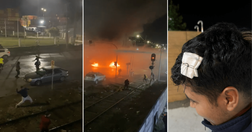 Bombero herido por piedrazo en la cabeza durante manifestación en puerto de Coronel