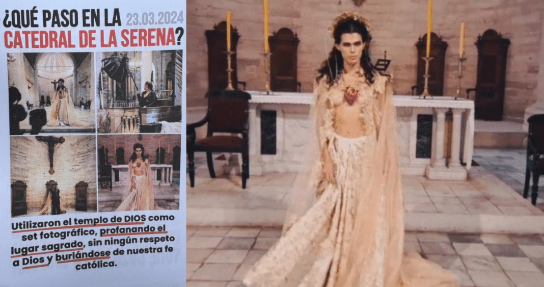 ¡Escándalo en la Catedral de La Serena! Modelo trans realiza sesión fotográfica en el lugar más sagrado