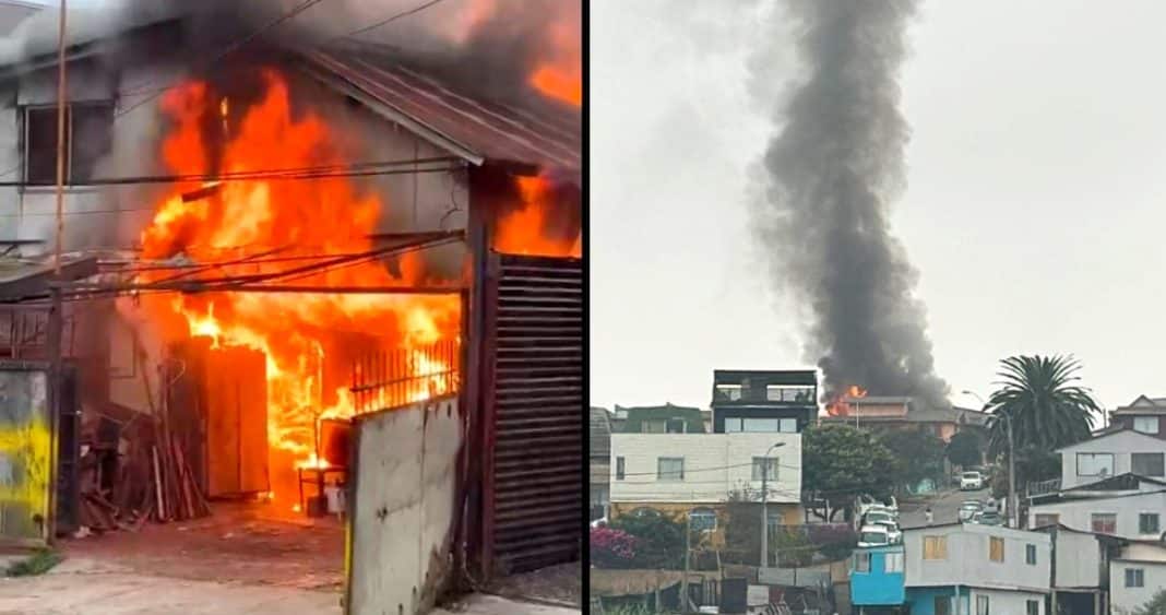 ¡Impactante incendio consume casa en Cerro Esperanza de Valparaíso y pone en peligro a viviendas cercanas!