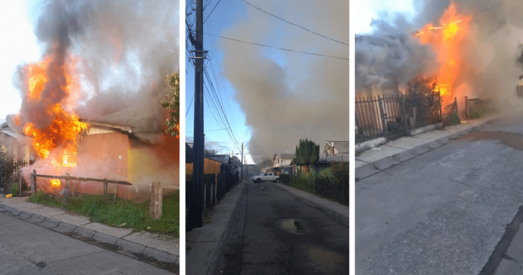 ¡Impactante incendio en Puyehue! Bomberos luchan contra las llamas para salvar una casa