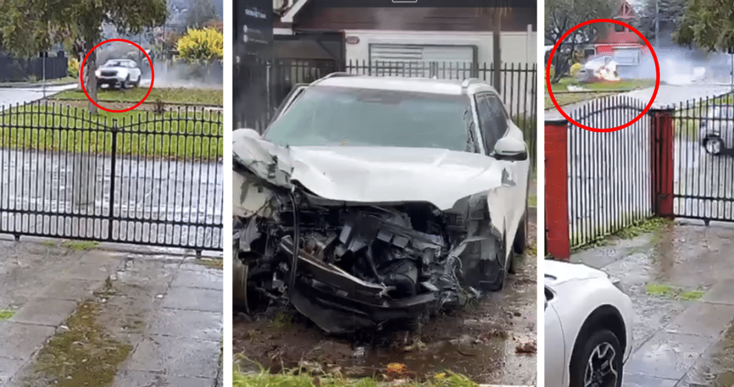 Impactante Choque en Valdivia: Conductor Imprudente Estrella su Auto Contra Árbol a Alta Velocidad