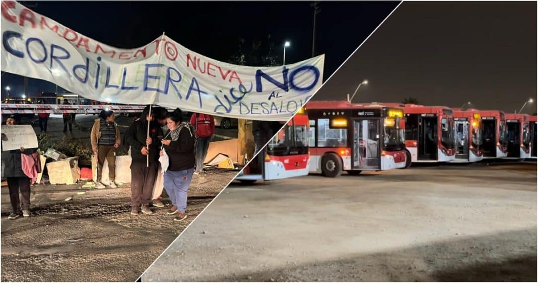 ¡Lucha por un Hogar: Manifestantes Bloquean Salida de Buses en Puente Alto!