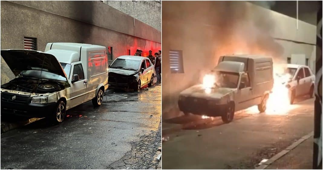 Caos en las calles de Santiago: Reunión de amigos termina en violenta riña y dos vehículos calcinados