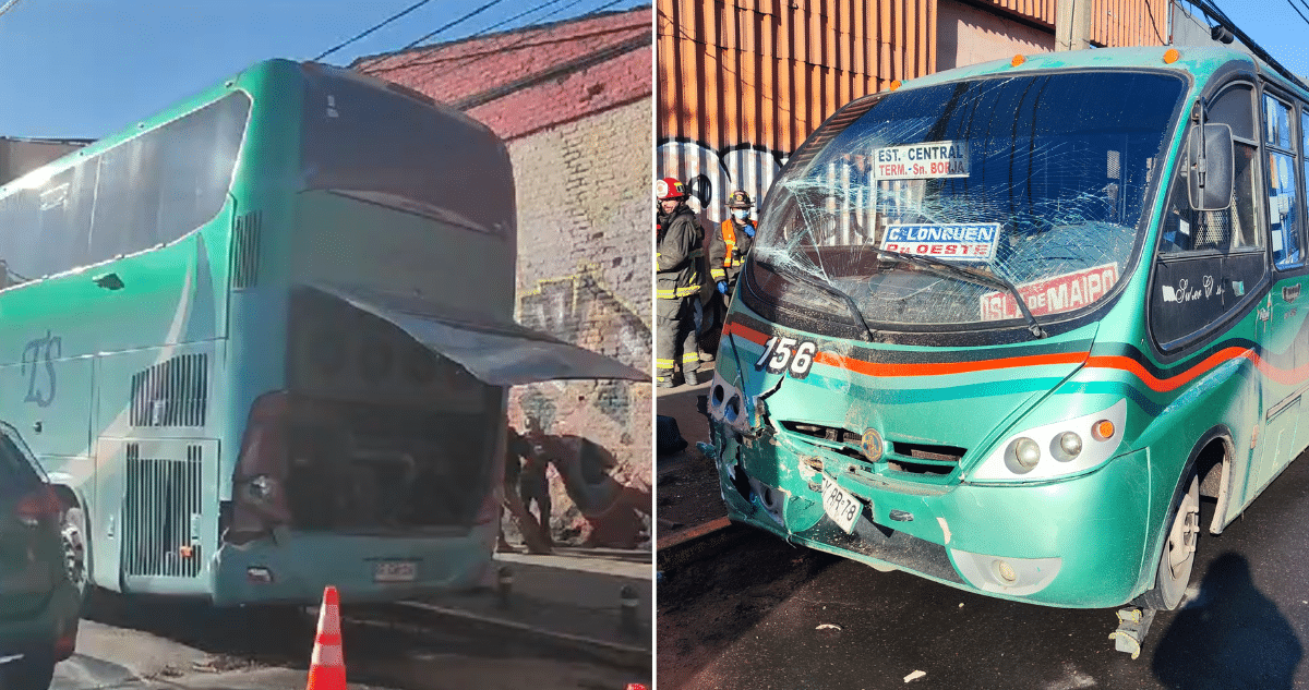 ¡Caos en las calles de Estación Central! Colisión entre dos buses deja a 10 personas heridas