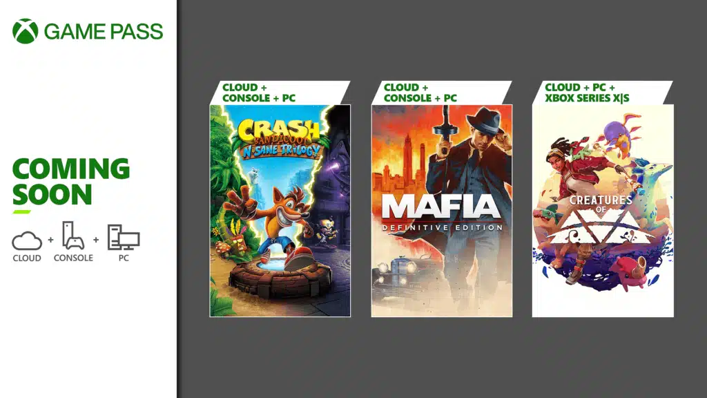 Descubre los Próximos Lanzamientos Imperdibles en Game Pass: ¡Crash, Criaturas y Mafia te Esperan!