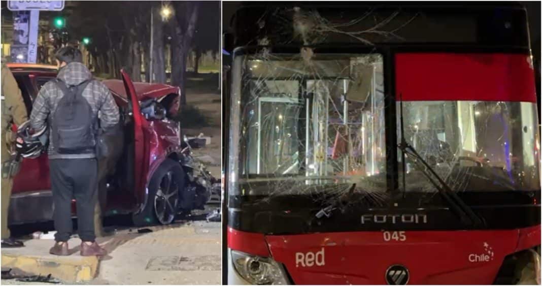 Impactante Accidente en la RM: Auto Choca Violentamente con Bus RED, Ocupantes Huyen Abandonando a Amigo Herido