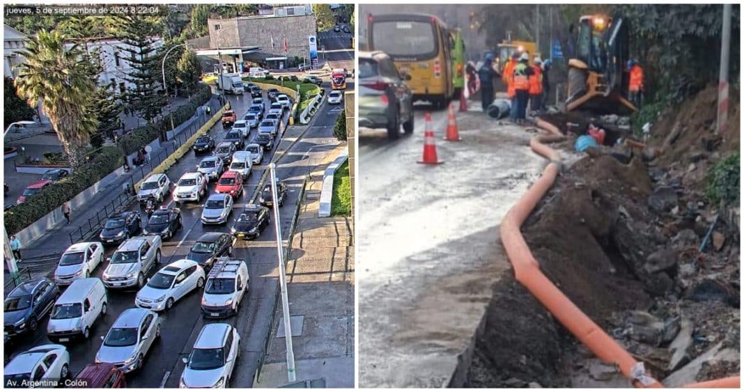 ¡Caos en las calles de Valparaíso: Trabajos de Esval causan gran congestión vehicular!