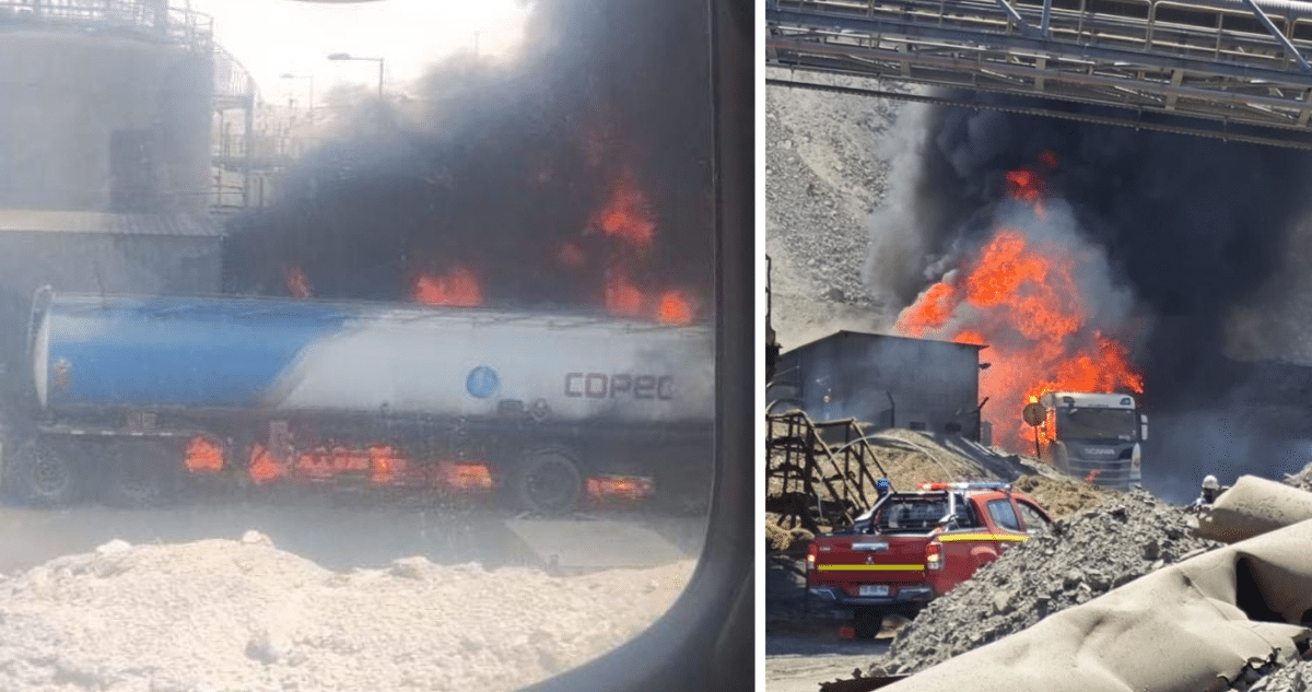 Alerta en Chuquicamata: Camión de combustible se incendia, Codelco investiga