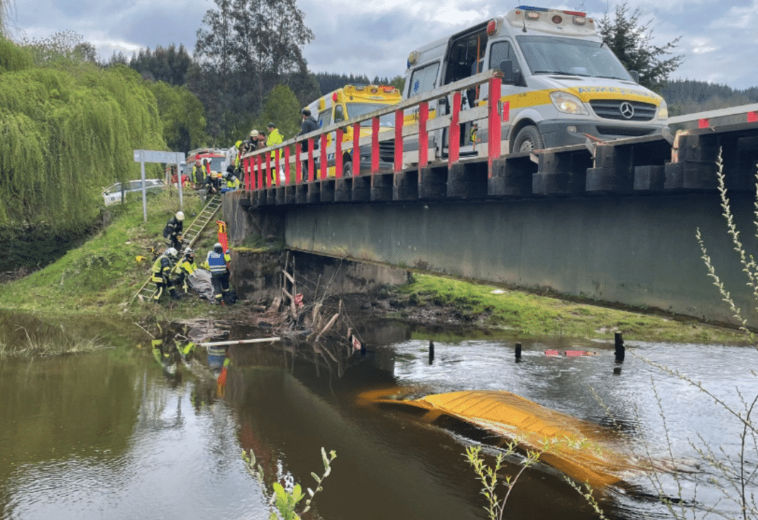 ¡Tragedia en Paillaco: Furgón Escolar Cae al Río y Queda Completamente Sumergido!