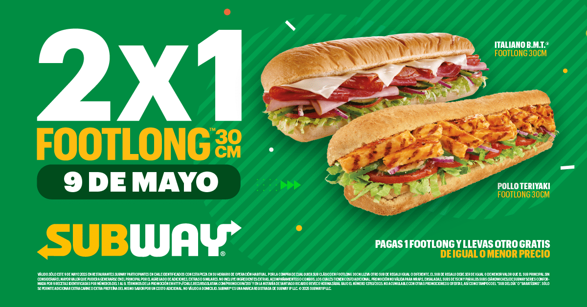 ¡Celebra el Día de los Sándwiches con Subway® y Disfruta de una Promoción 2x1 Inolvidable!