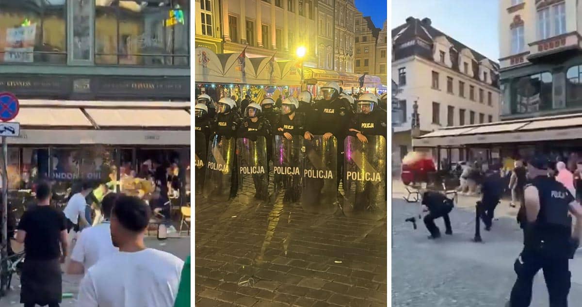 Caos en las calles de Breslavia: Hinchas del Betis y Chelsea se enfrentan antes de la final de la Conference League