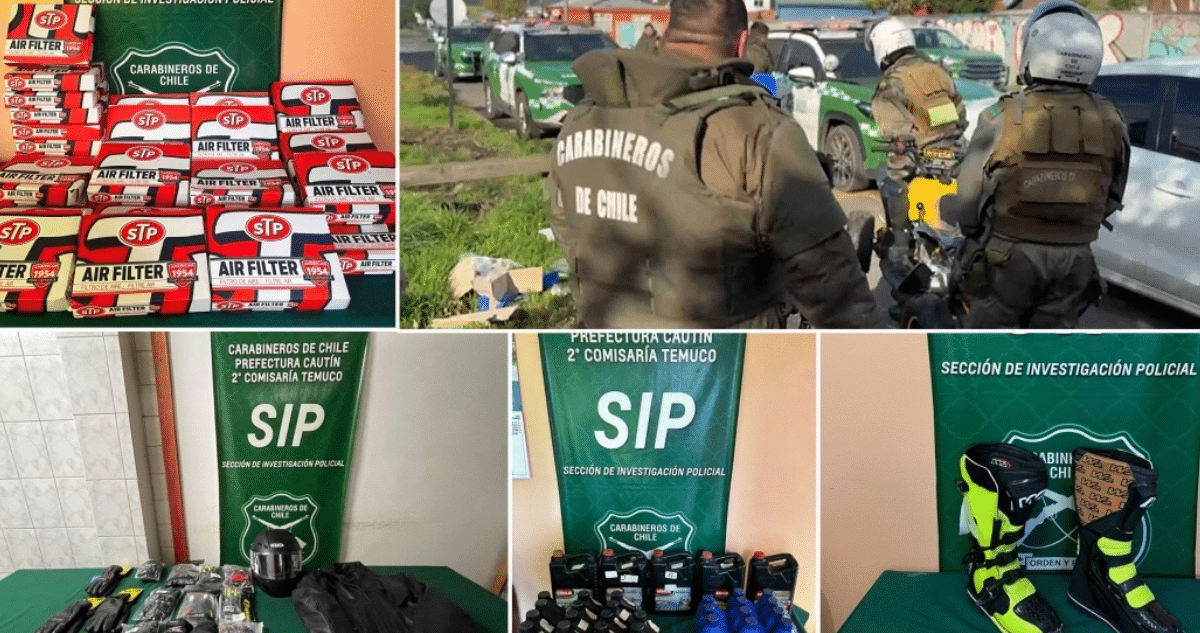 Desmantelan Peligrosa Red de Ladrones que Asaltaban Locales de Motocicletas en Temuco