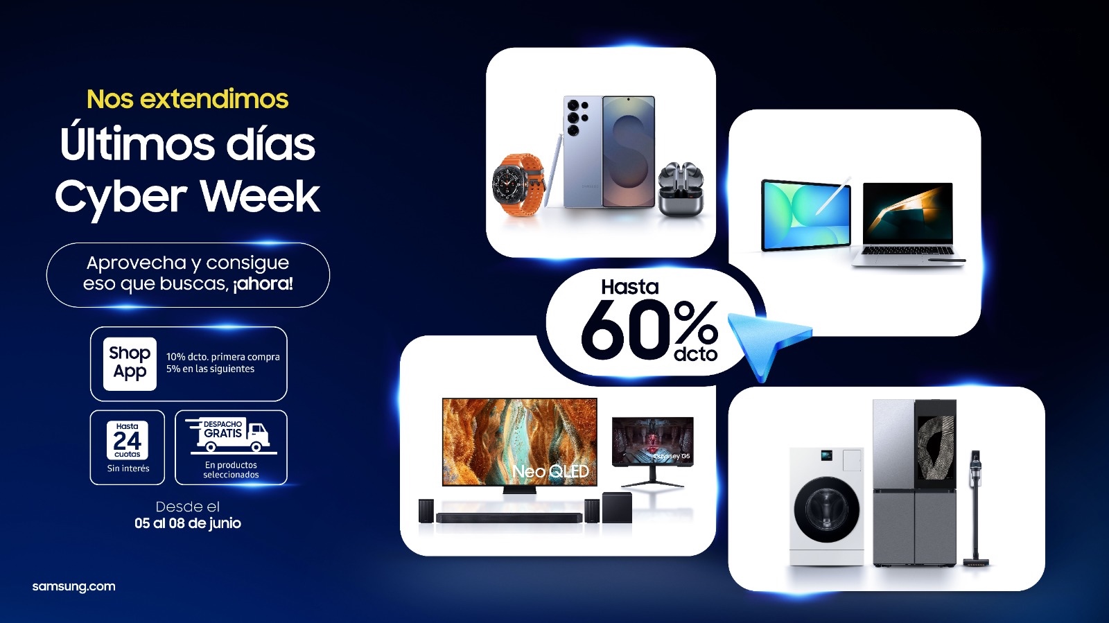 Aprovecha el Cyber Week Extendido de Samsung: Hasta 60% de Descuento
