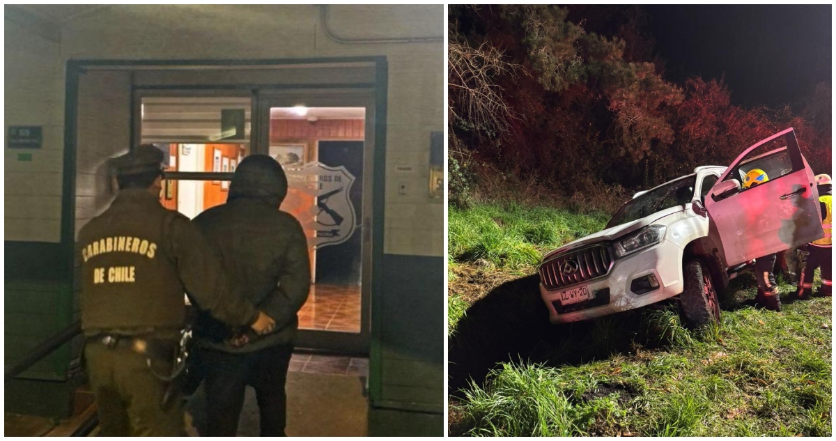 Sujeto Ebrio Roba y Vuelca Camioneta de su Expareja en Paillaco: Detenido Dos Veces en Menos de 12 Horas