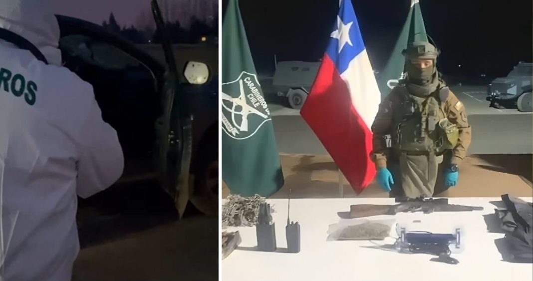 Carabineros recuperan camioneta robada en La Araucanía: Hallan armas, drogas y chalecos antibalas