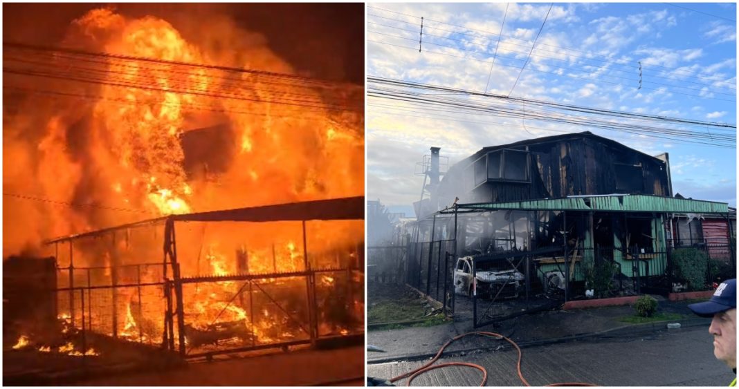 Devastador Incendio en Frutillar: 4 Casas Destruidas y 11 Damnificados, Persona Desaparecida