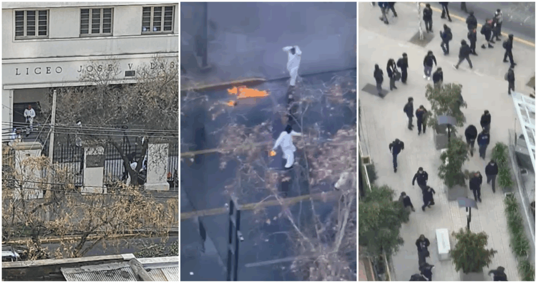 Encapuchados Protagonizan Incidentes Violentos Afuera del Liceo Lastarria