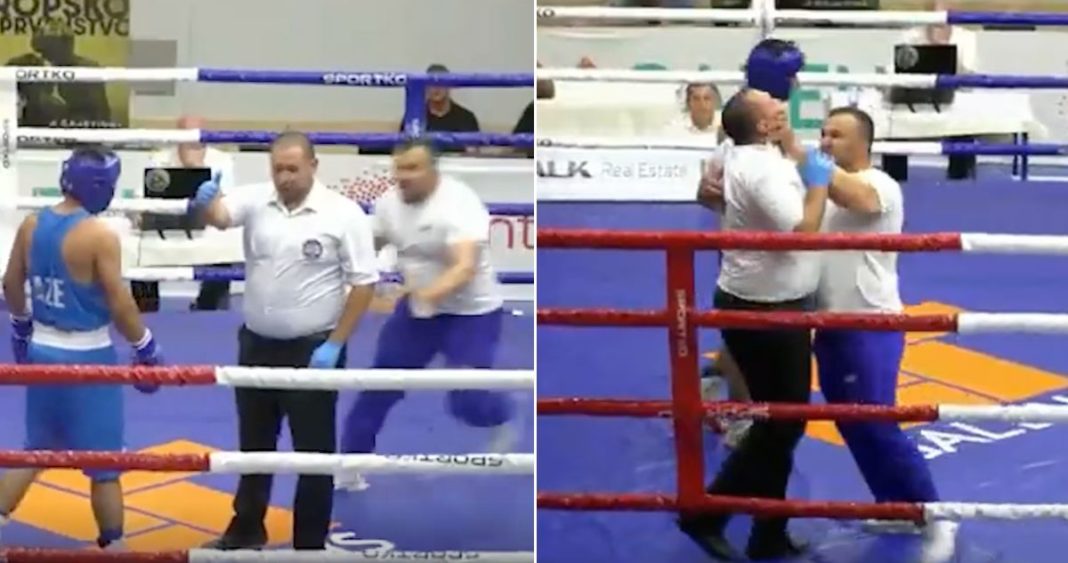 Entrenador agrede a árbitro en plena pelea de boxeo escolar: Caos en el Campeonato Europeo