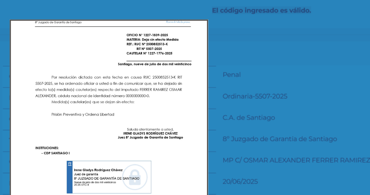 Escándalo Judicial: Documento que Liberó a Peligroso Sicario es Auténtico, Según Plataforma Oficial