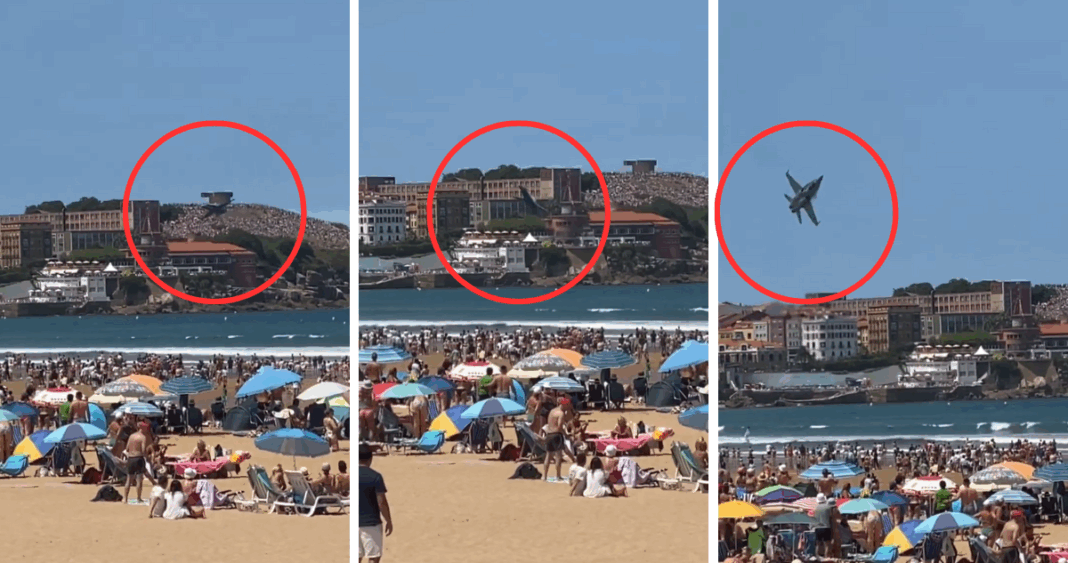 Piloto de F-18 Realiza Maniobra Evasiva Sobre Playa Española para Evitar Colisión con Aves