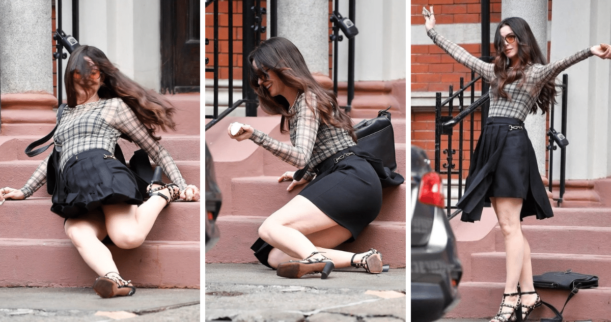 ¡Elegancia Inquebrantable! Anne Hathaway Protagoniza Caída Espectacular en Rodaje de