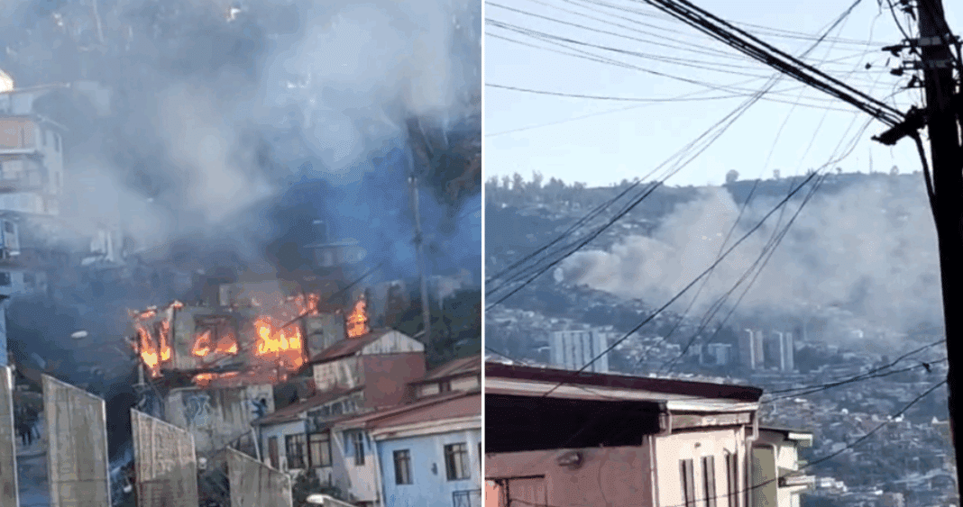 Devastador Incendio Azota el Emblemático Cerro Yungay de Valparaíso