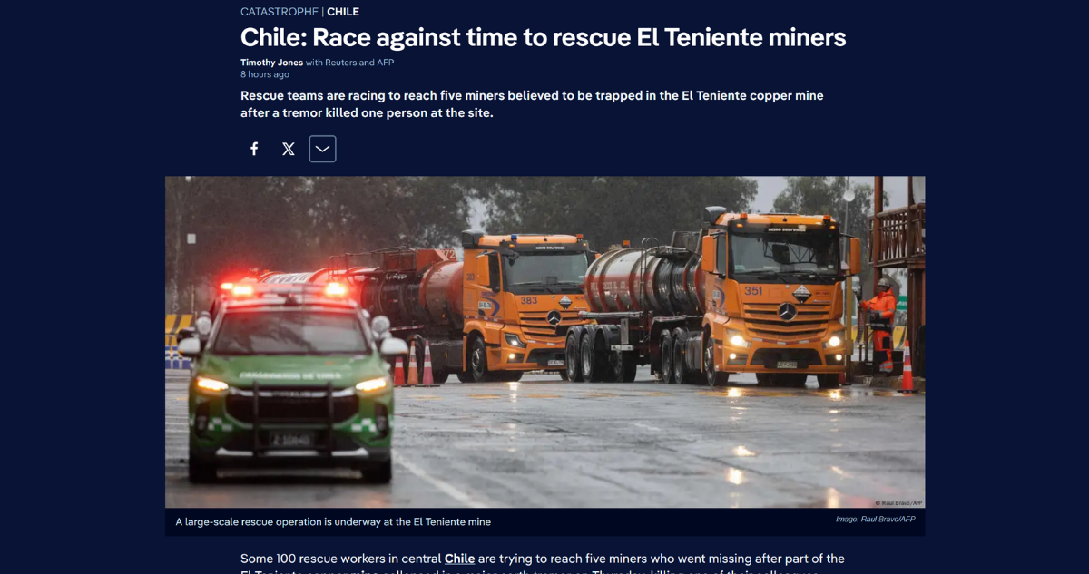 Heroico Rescate en la Mina El Teniente: Superando Desafíos y Conmoviendo al Mundo