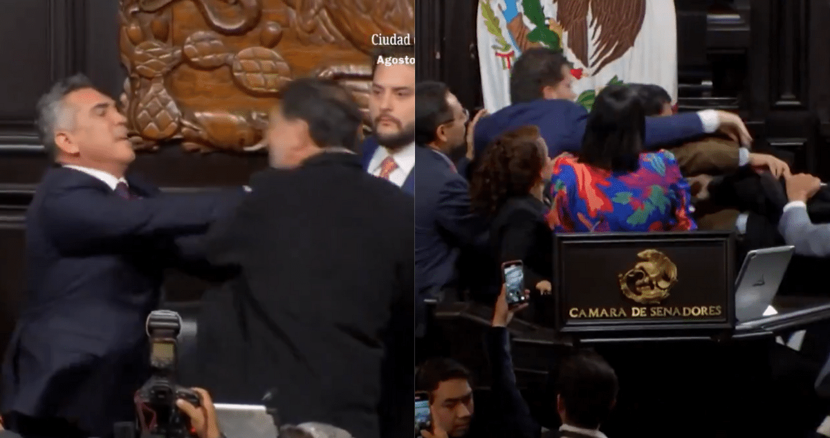 Senadores mexicanos se enfrentan a golpes en pleno Congreso