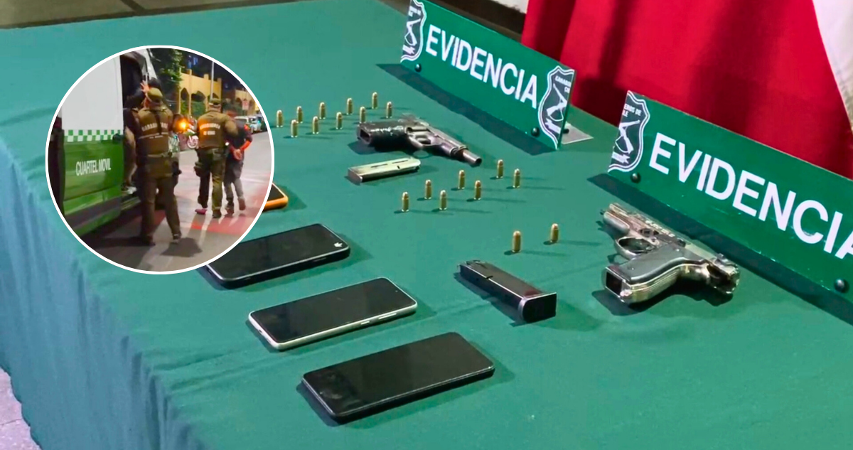 Tres Sujetos Detenidos por Manipular Armas en Pleno Centro de Santiago