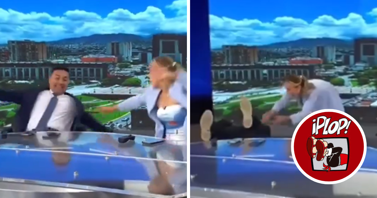 ¡Plop! Presentador de TV mexicano se desploma en vivo y su colega no puede contener la risa