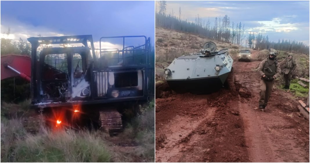 Ataque Incendiario en Predio Forestal de Ercilla: Retroexcavadora Quemada y Llamado por Libertad de Presos Políticos