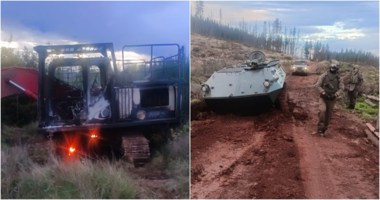 Ataque Incendiario en Predio Forestal de Ercilla: Retroexcavadora Quemada y Llamado por Libertad de Presos Políticos