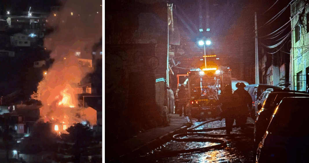 Devastador Incendio Arrasa Viviendas en Cerro El Litre de Valparaíso