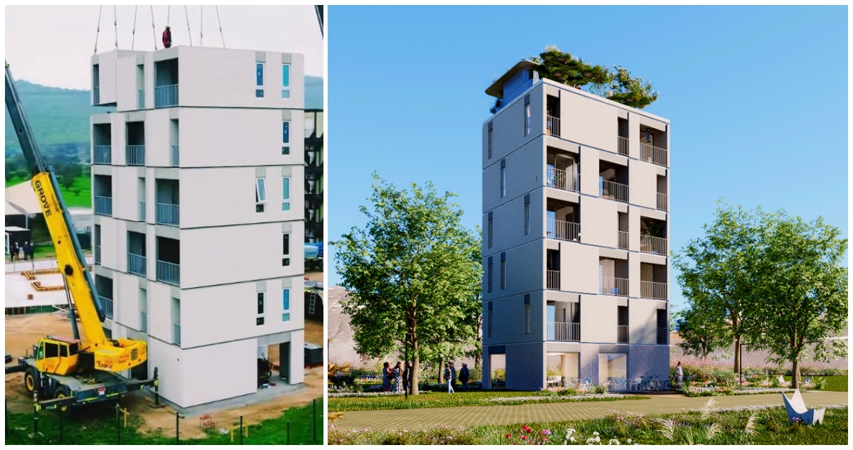 Edificio Industrializado de 6 Pisos Levantado en 1 Día: Una Solución Innovadora para la Vivienda Social