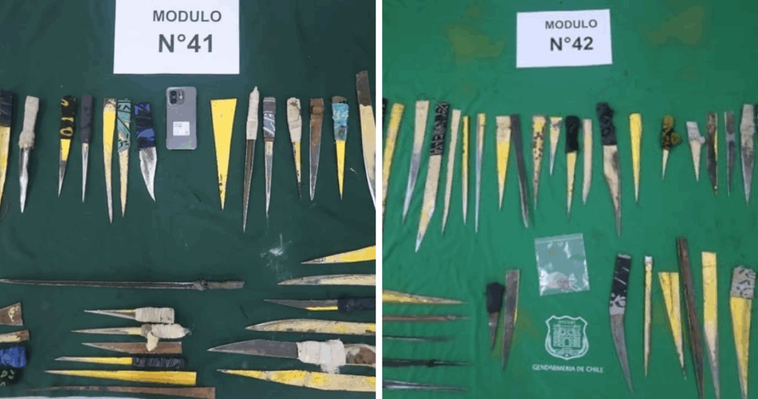 Gendarmería Decomisa Más de 80 Armas Blancas en Cárcel de Valdivia