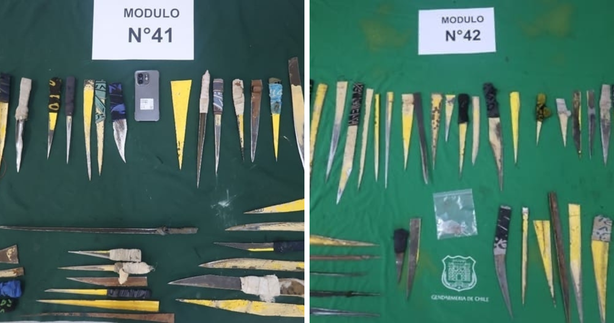 Gendarmería Decomisa Más de 80 Armas Blancas en Cárcel de Valdivia