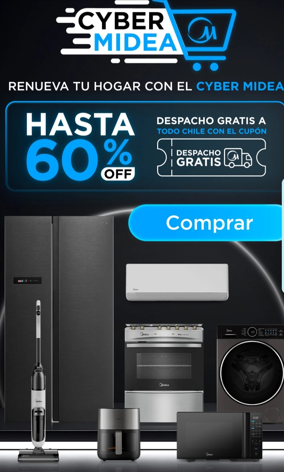 Ahorra Hasta 60% en Electrodomésticos Midea: Cyber 2025 Llega a Chile