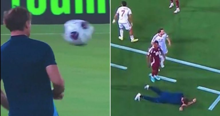 Entrenador de Qatar Recibe Pelotazo en la Cara Mientras Celebra Histórica Clasificación al Mundial