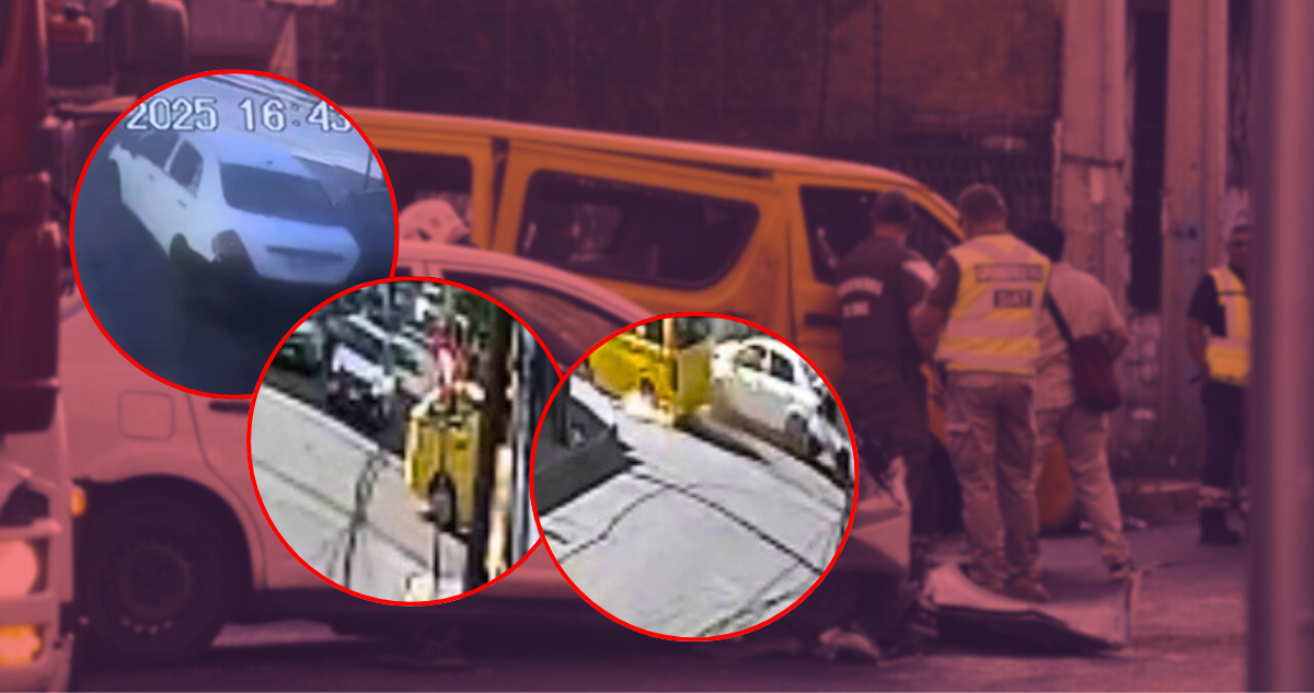 Impactante accidente: Cámaras captan a delincuentes ignorando señal de tránsito y chocando mortalmente contra furgón escolar