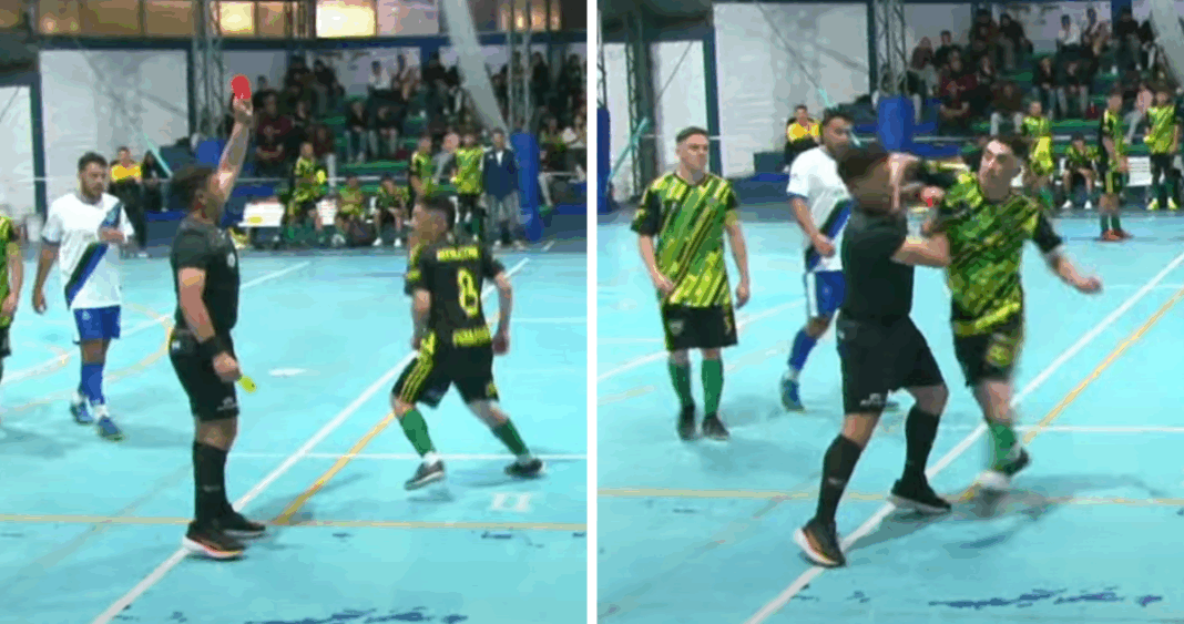 Jugador expulsado se ensaña con árbitro tras dura derrota en futsal argentino