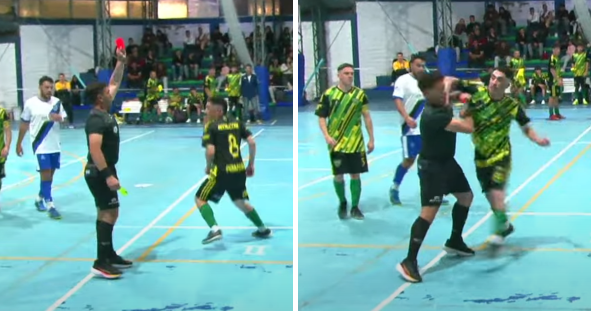 Jugador expulsado se ensaña con árbitro tras dura derrota en futsal argentino